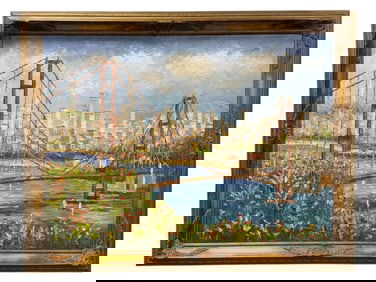 Large Oil on Canvas "Golden Gate Bridge" Painting