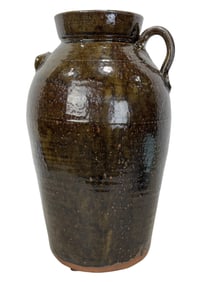 Brown Glazed 6 Gal Pottery Churn
