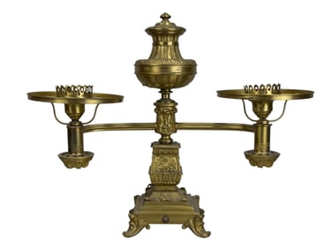 Bronze B. Gardiner New York Argand 2 Arm Lamp