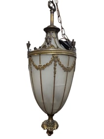 Antique French Brass Acorn Lantern Light Fixture