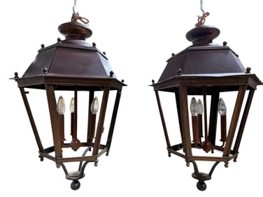 Pair of Copper Hanging Lanterns