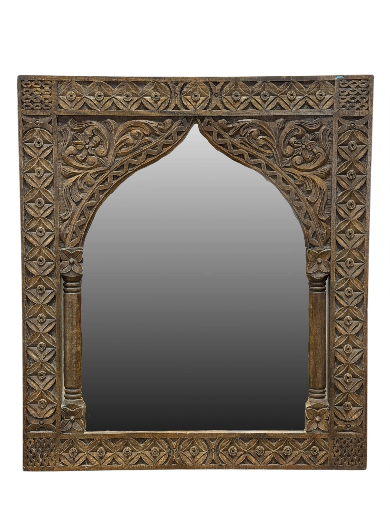 Framed Moroccan Style Mirror: Framed Moroccan Style Mirror. Measures 36" x 32".