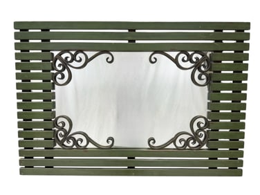 Wood Framed Mirror w/ Metal Accent