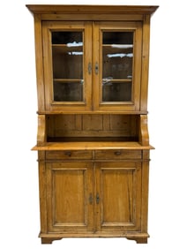 19th C. Pine Step Back Cupboard