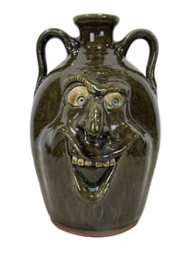 Signed Michael & Melvin Crocker Double Face Pottery Jug