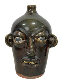 Signed John Adams & Grace Nell Hewell Pottery Face Jug