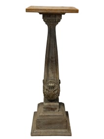 Antique Painted Carved Oak Baroque Style Pedestal