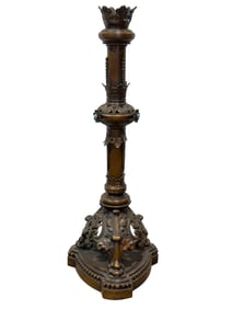 Bronze 19th C. Gothic Lamp Base