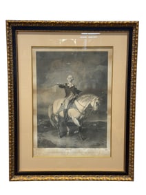 Circa 1860 "George Washington Receiving a Salute" Engraving