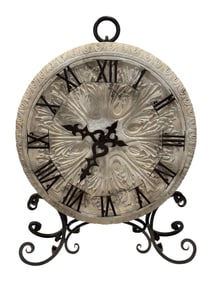 Large Composite & Iron Clock on Stand