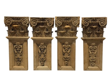 Group of 4 19th C. Carved Oak Architectural Pieces