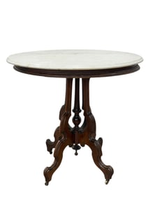 Antique Marble Top Oval Occassional Table