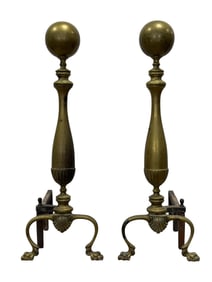 Early 20th C. Brass Andirons