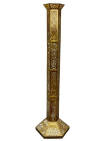 Early 20th C. Metal & Slag Glass Floor Lamp Base