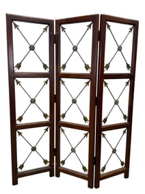 Regency Style Folding Screen w/ Bronze Trim Attr. to Maitland Smith