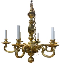 Brass 6 Arm Chandelier