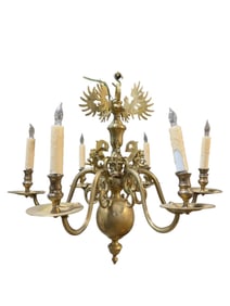 Antique Brass Rococo Style Chandelier