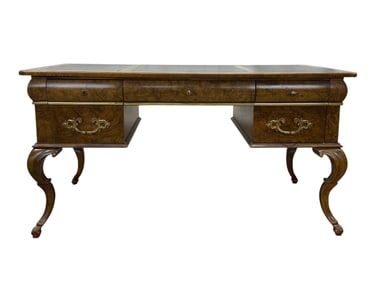 English Style Burl & Leather Desk