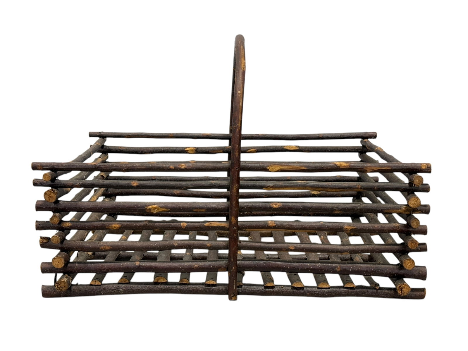 Vintage Twig Basket: Vintage Twig Basket. Measures 16.75" H x 24" W x 16.25" D.