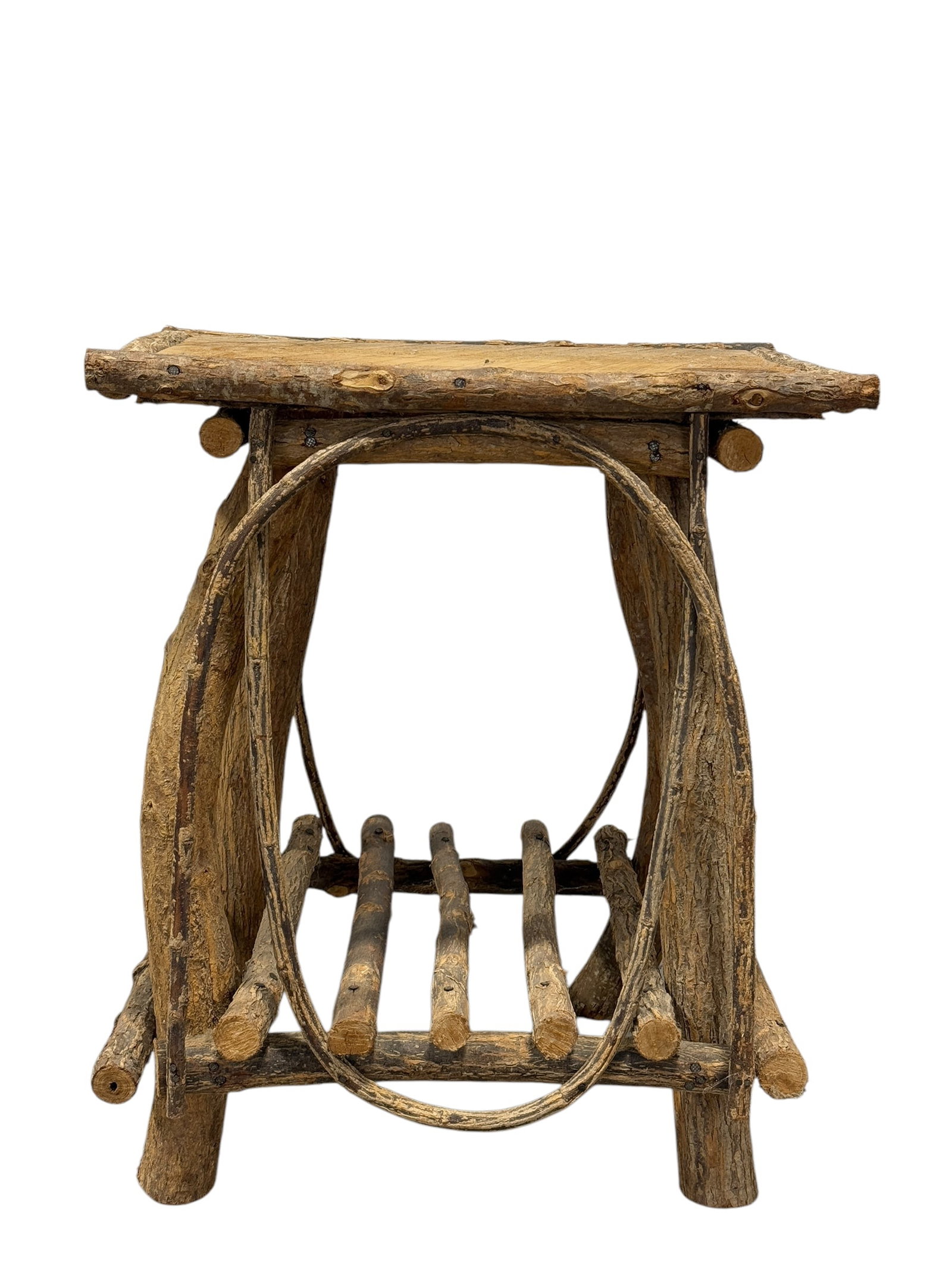 Adirondack Style Twig Side Table: Adirondack Style Twig Side Table. Measures 23.25" H x 20" W x 14" D.