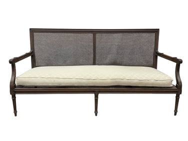 Vintage Cane & Mahogany Sofa
