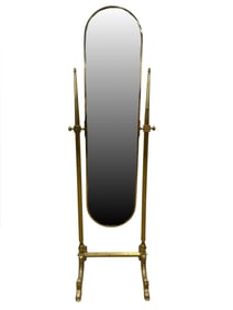 1950s Italian Basque Solid Brass Cheval Mirror