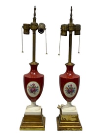 Pair of Antique Hand Painted Lamps