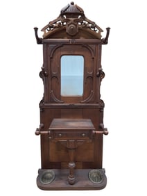 19th C. Carved Eastlake Hall Tree w/ Drawer