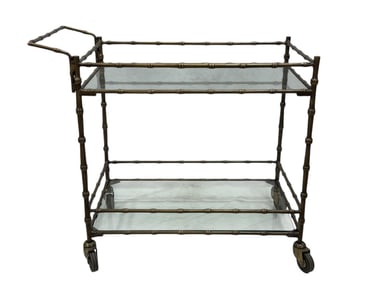 Ballard Designs Art Deco Faux Bamboo Bar Cart