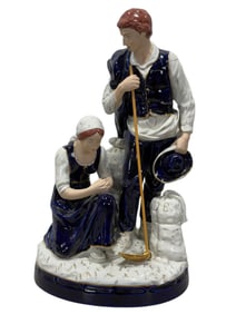 Royal Dux "Farmer & Wife" Porcelain Figurine