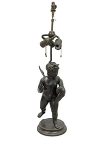19th C. Grand Tour Roman Cherub Pompeii Figure Lamp Base
