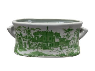 Small Green & White Porcelain Foot Bath