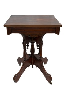 Victorian Eastlake Walnut Parlor Table