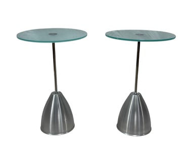 Pair of Modern Glass Top Side Tables