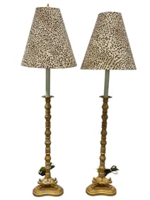 Pair of Giltwood Base Table Lamps