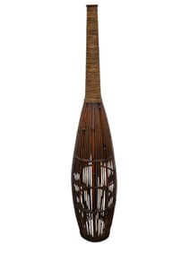 Stained Rattan Bamboo Woven Floor Vase