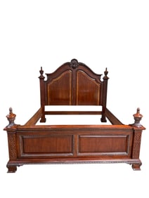 Mahogany Carved Wood King/Queen Size Bed Frame