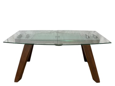 Valencia Extendable Dining Glass Table w/ Butterfly Leaf