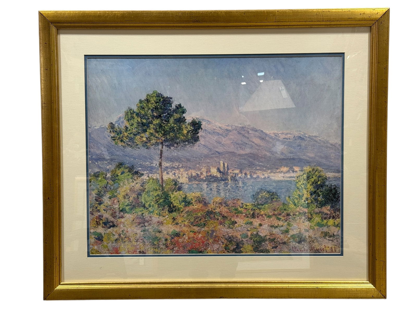 Claude Monet "Antibes Seen from The Plateau Notre-Dame" Print: Claude Monet "Antibes Seen from The Plateau Notre-Dame" Print. Print measures 25.75" x 20.25". Frame measures 35" x 29.5".
