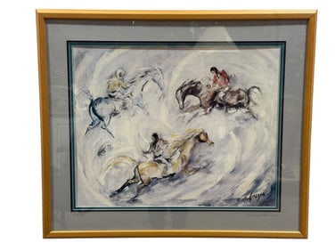 Ted DeGrazia "Taos Indian Rabbit Hunt & Flower" Print