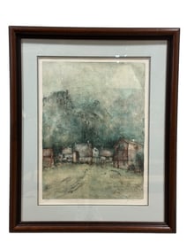 Framed Bernard Gantner "Chalet d'Alpage" Lithograph