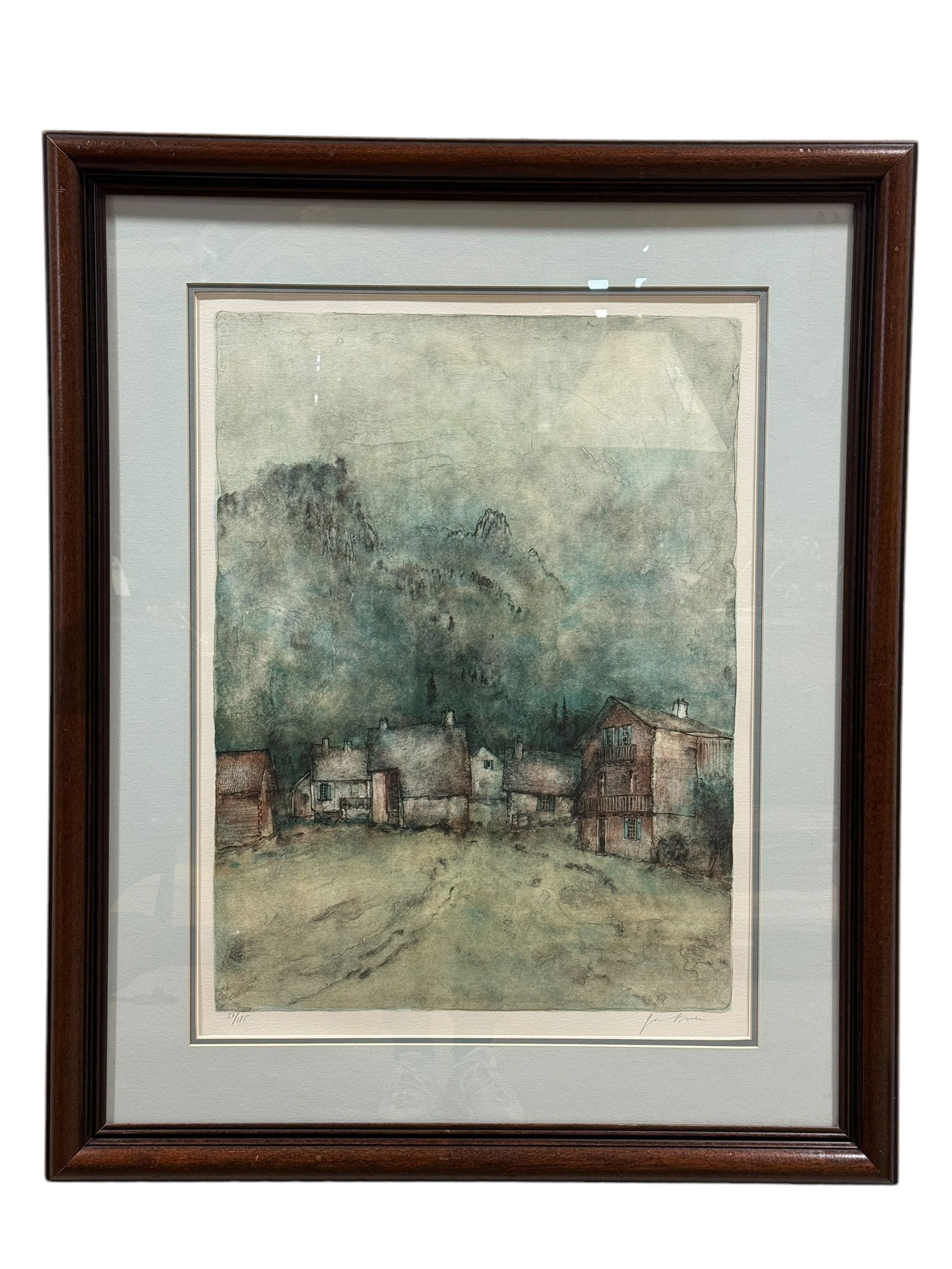 Framed Bernard Gantner "Chalet d'Alpage" Lithograph (1 of 6)