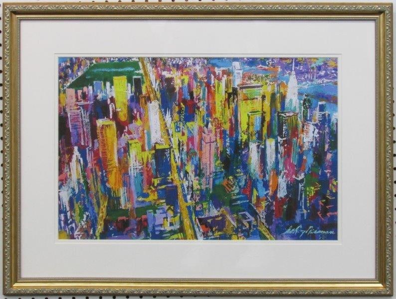 Manhattan Giclee by Leroy Neiman: Manhattan Giclee by Leroy Neiman. Giclee measures 20.5" x 13.5" Frame measures 28.5" x 21.75".