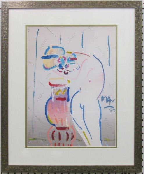 Girl with Vase Giclee by Peter Max: Girl with Vase Giclee by Peter Max. Giclee measures 17.5" x 13". Frame measures 25.5" x 21".