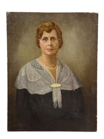 Antique Oil on Canvas Portrait of Mrs. Louise Ullman