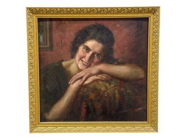 Signed Oil on Board Portrait of a 1930s Girl by Karl Rexhauser