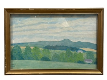 Signed 1943 Hub. R. Art & Crafts Landscape Painting on Board