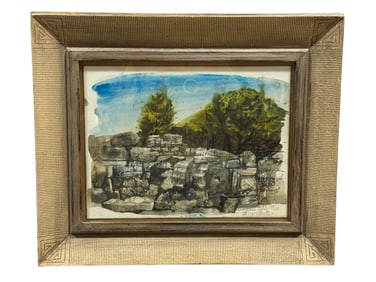 Signed 1960 George Beattie Jr. Watercolor "Olympia" Painting
