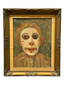 Antique Oil on Canvas Painting of Clown