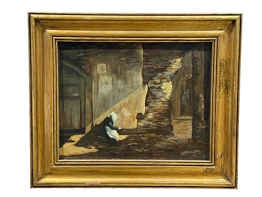 Signed 19th C. Hamikesell Oil on Board Painting